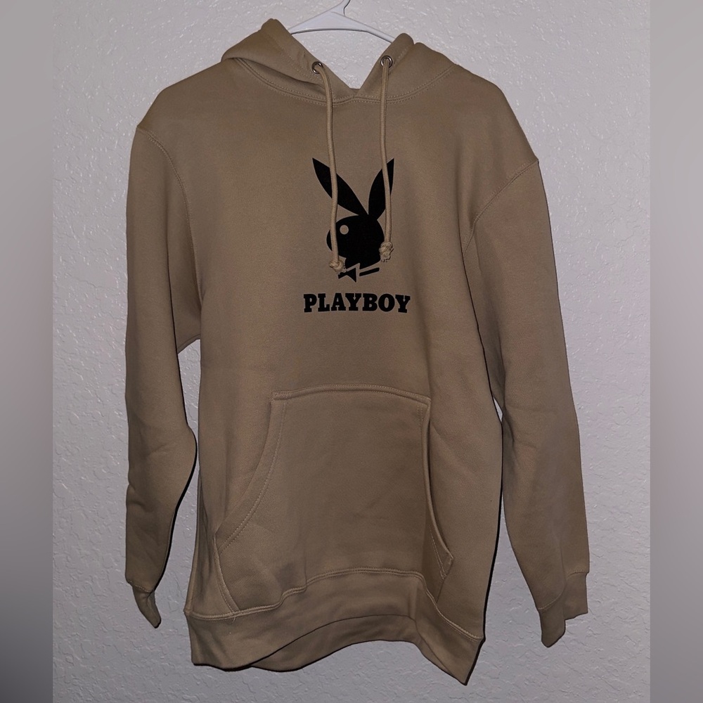 Playboy Men's Tan and Black Hoodie
